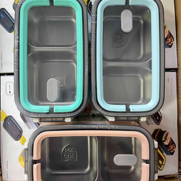 2 Tier Stackable Bento Lunch Box Set Includes Thermos Spoon Fork and Lunch Bag - Picture 6 of 16